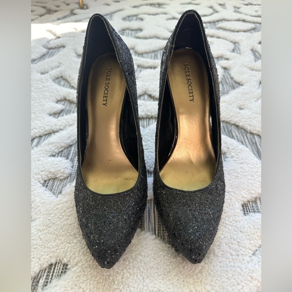 Sole Society Black Glitter Heel​ - Picture 2 of 4